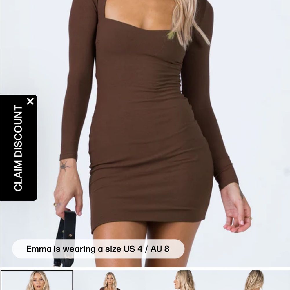 Princess Polly Brown Ruched Bodycon Dress